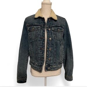 Vintage Aeropostale Denim Jacket with Sherpa Collar and Lining